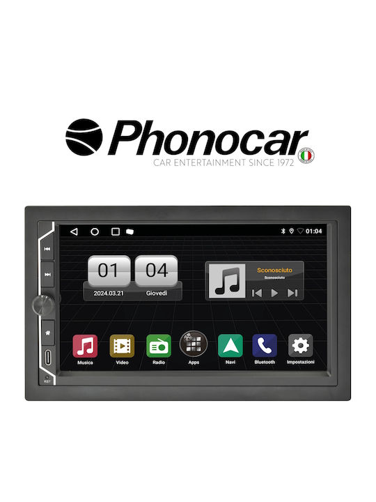 Phonocar Car Audio System 2 DIN Bluetooth USB Wi-Fi GPS Apple CarPlay Android Auto with 6.75 Inch Touch Screen
