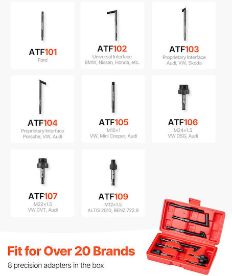 Vevor Fluid Transfer Pump Capacity 7.5 L Manual Atf Refill Kit Fluid Transfer Pump 8 Atf Adapters & 120 Cm Outlet Hose Oil Extractor Dispenser Hdpe Tank Cars Lawn Mowers
