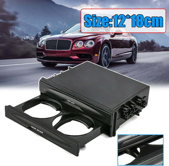 Suport de pahare auto Pliabil 2 Locuri cu șuruburi Suport dublu pentru pahare 1 DIN 173x48mm Negru în Culoare Negru