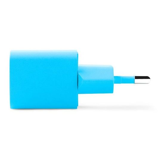 TTEC GaN Handyladegerät mit USB-C Ausgangsanschluss und Kabel USB-C - USB-C 20W Stromlieferung Blau