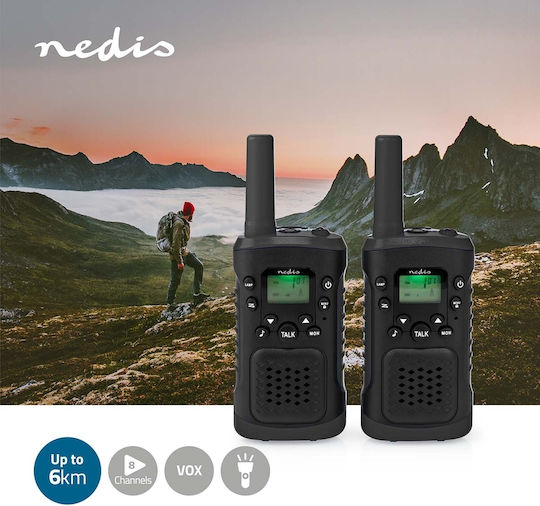 Nedis WLTK0610BK Walkie Talkie with Monochrome Screen Set of 2pcs