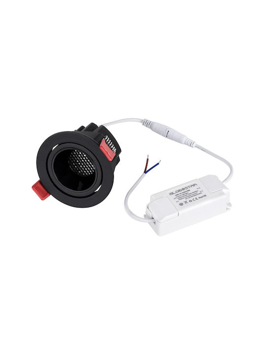 kelvo Metallic Recessed Spot with Built-in LED and Warm White Light White 8.5x8.5cm