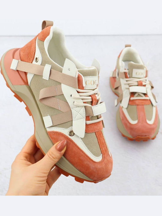 Γυναικεία Sneakers Beige And Orange
