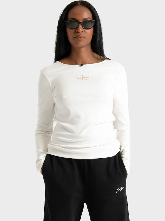 Calvin Klein Bluza Damă Mânecă Lungă Off White Calvin Klein Bluza Damă Mânecă Lungă Off White