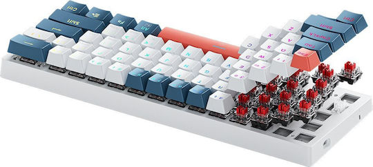 Machenike K500-B61 Gaming Μηχανικό Πληκτρολόγιο 60% με Custom Red διακόπτες και RGB φωτισμό (Αγγλικό US) White/Blue