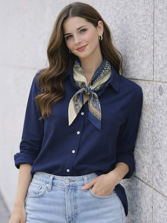 Blue Shirt Decorative Paisley Scarf Code nof26