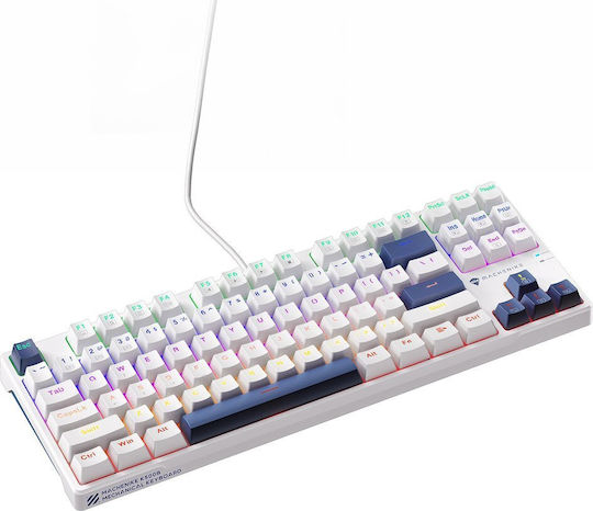 Machenike K500B-B87 Gaming Mechanical Keyboard Tenkeyless with Custom Red Switches and RGB Lighting English US White
