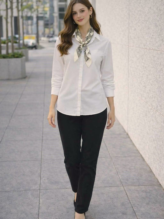 White Shirt Decorative Paisley Scarf Code nof25