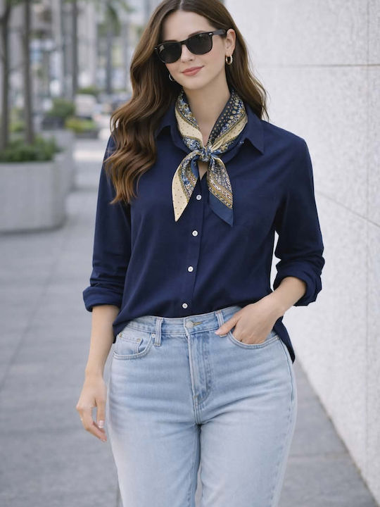 Blue Shirt Decorative Paisley Scarf Code nof26