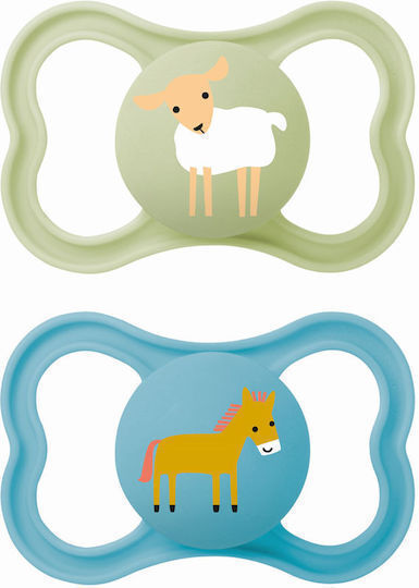 Mam Air Orthodontic Silicone Pacifiers with Case Green for 6-16 Months 2 Pieces