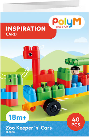 Hape Blocuri PolyM Zoo and Vehicles pentru 1,5-5 ani Ani 40buc
