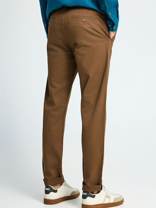 Men's Chino Elastic Regular Fit Brown Trousers