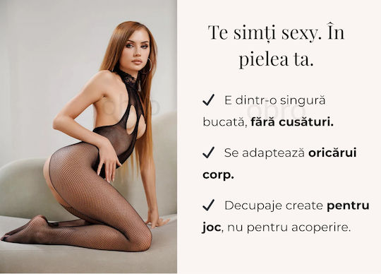 Set 2 Sexy Catsuit Costumes Provocative Cutouts Stretch Fishnet Mesh One Size Black