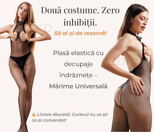 Set 2 Sexy Catsuit Costumes Provocative Cutouts Stretch Fishnet Mesh One Size Black