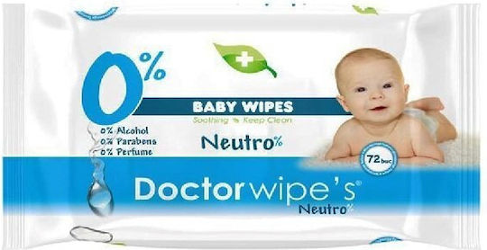 Doctor Wipes Μωρομάντηλα χωρίς Άρωμα, Οινόπνευμα & Parabens 72τμχ