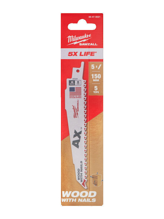 Milwaukee 48475021 Λάμες Κατεδάφισης Heavy Duty Ax Ξύλα Πρόκες 150mmx 5 Tpi – 5 Tem