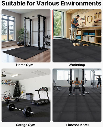Vevor Gymnastikmatten Puzzle Schwarz 61x61x1.4cm 24 Stück