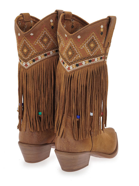 Women's Ankle Boots Cowboy with Medium Heel Tabac Brown