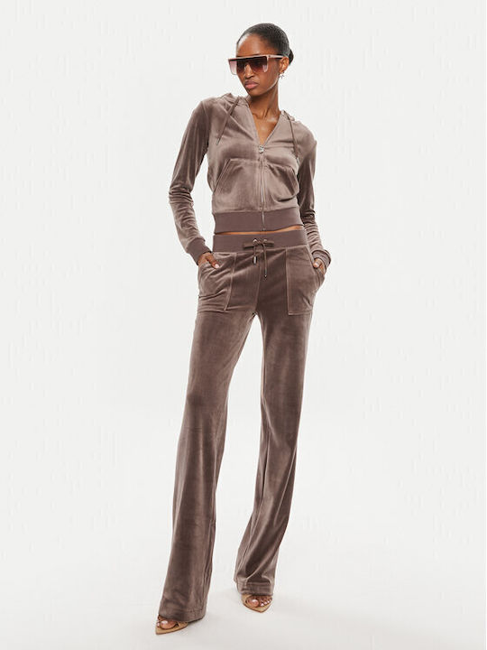 Long Women's Hoodie Cardigan Brown