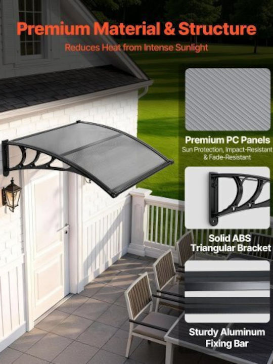 Vevor Polycarbonate Capony Roof for Door and Window P101.6xL96.52cm