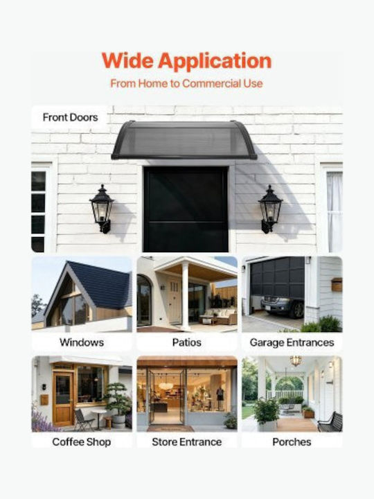 Vevor Polycarbonate Capony Roof for Door and Window P101.6xL96.52cm