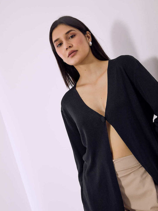 Celestino Women's Cardigan Solid Button Black
