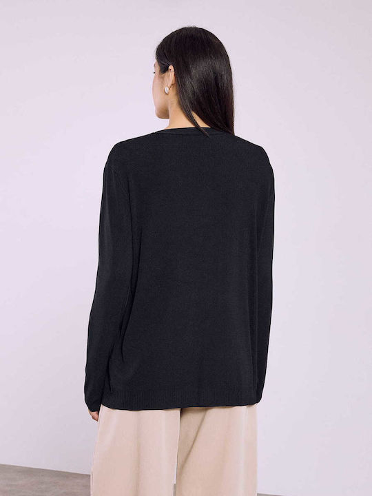 Celestino Women's Cardigan Solid Button Black