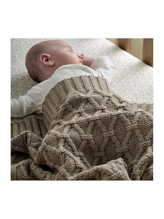 Mamas & Papas Knitted Nursery Swaddling Blanket Beige 70x90cm
