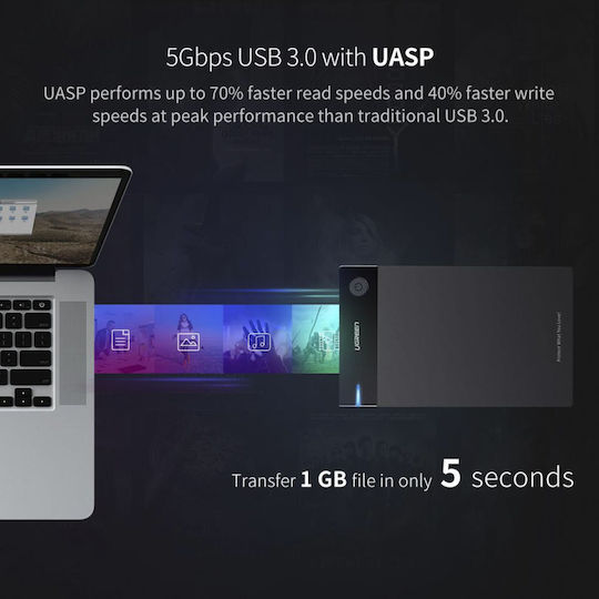 Ugreen Case for Hard Drive 3.5" SATA III with Connection USB 3.0