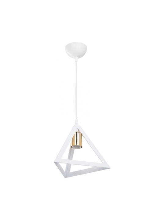 GloboStar Triangle Pendant Light White Bell with Socket E27 24x24x56cm