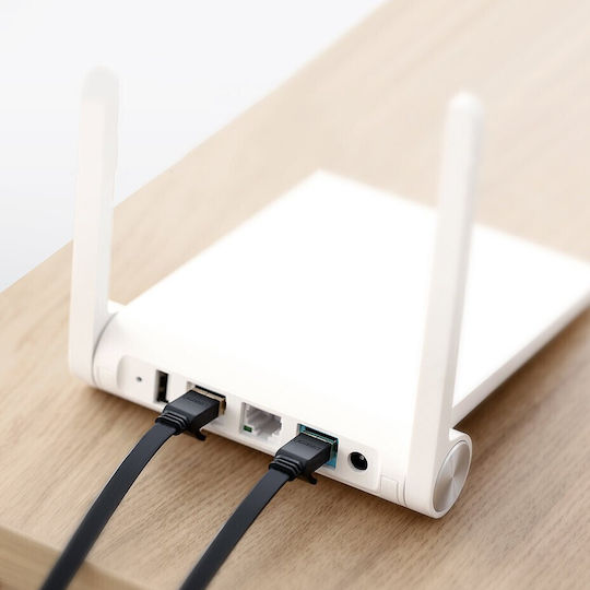 Ugreen Flat U/FTP (STP) Cat.7 (10Gbps) Καλώδιο Δικτύου Ethernet 3m Μαύρο