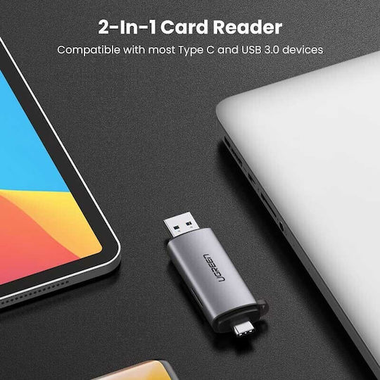 Ugreen Card Reader Type-C για SD/microSD Γκρι