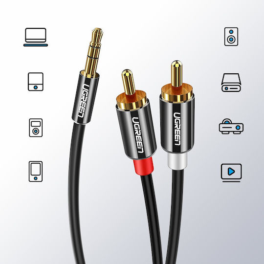 Ugreen Καλώδιο Ήχου 3.5mm male - RCA male Μαύρο 3m με Επίχρυσους Ακροδέκτες 10590