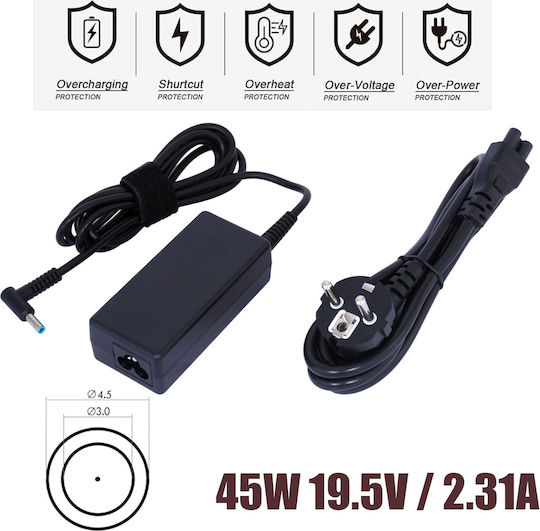 Laptop Charger 45W 19.5V 2.31A for HP with Detachable Power Cable