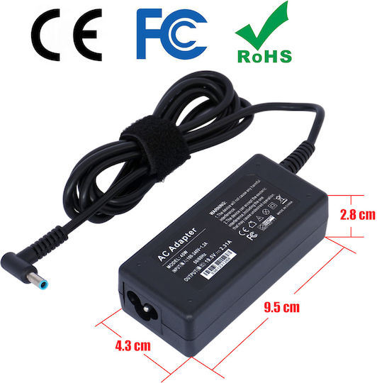 Φορτιστής Laptop 45W 19.5V 2.31A για HP με Αποσπώμενο Καλώδιο Τροφοδοσίας