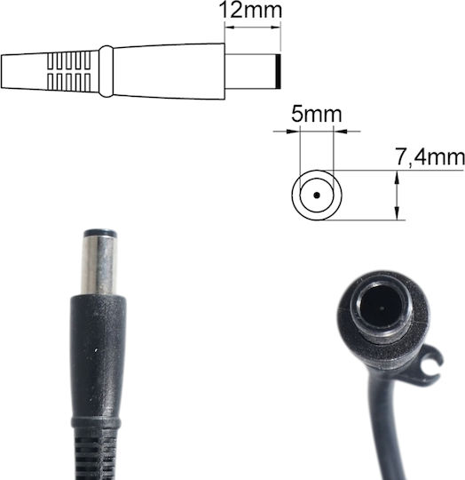 Зарядно за лаптоп 135W 19.5V 6.9Спецификация за HP / Compaq с Отделяем Кабел за Захранване
