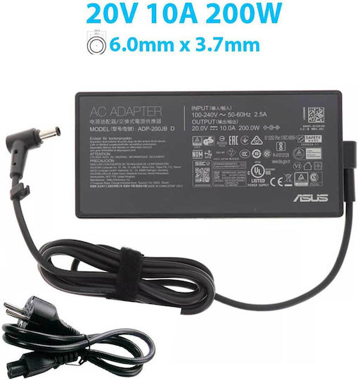 Asus Laptop Charger 200W 20V 10A For Asus With Detachable Power Cord