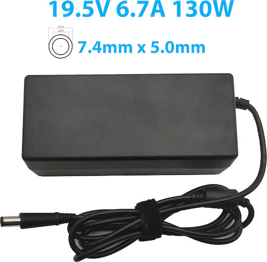 7.4mm x 5.0mm Laptop Charger 130W 19.5V 6.7A for Dell with Detachable Power Cable