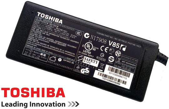 Toshiba Φορτιστής Laptop 65W 19V 3.42A για Toshiba με Αποσπώμενο Καλώδιο Τροφοδοσίας