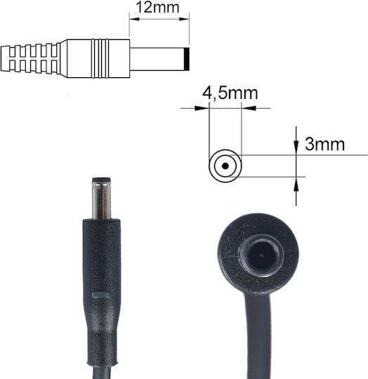 Φορτιστής Laptop 45W 19.5V 2.31A για Dell με Αποσπώμενο Καλώδιο Τροφοδοσίας Bulk