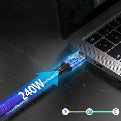 Wozinsky Кабел USB-C мъжки - Thunderbolt 4 240W PD Черен 2m