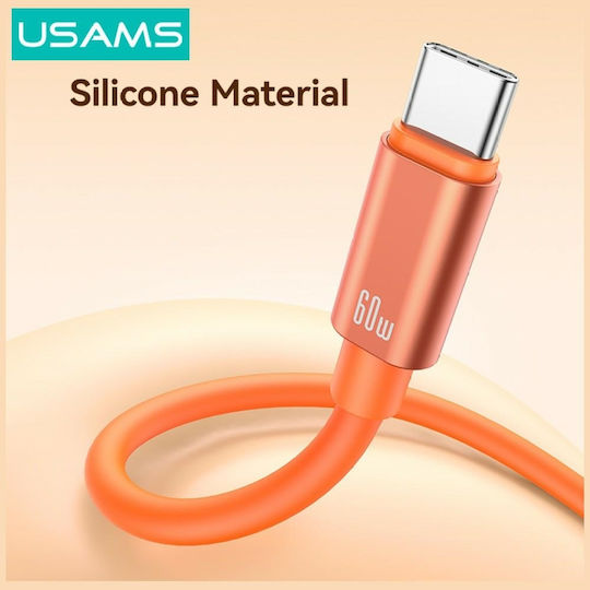 Usams USB 2.0 Cable USB-C Male - USB-C 60W PD Black 0.3m