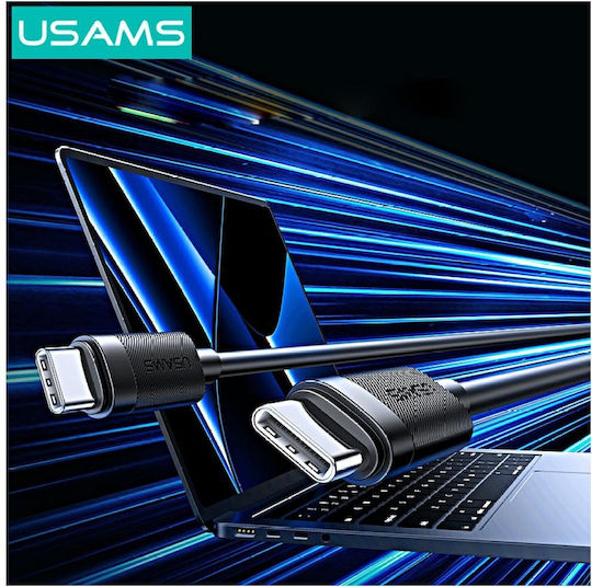 Usams USB 2.0 Cable USB-C male - USB-C 60W PD Μαύρο 1m SJ780USB01