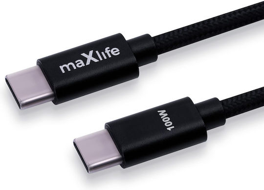 Maxlife USB 2.0 Kabel USB-C männlich - USB-C 100W PD Schwarzes 1m