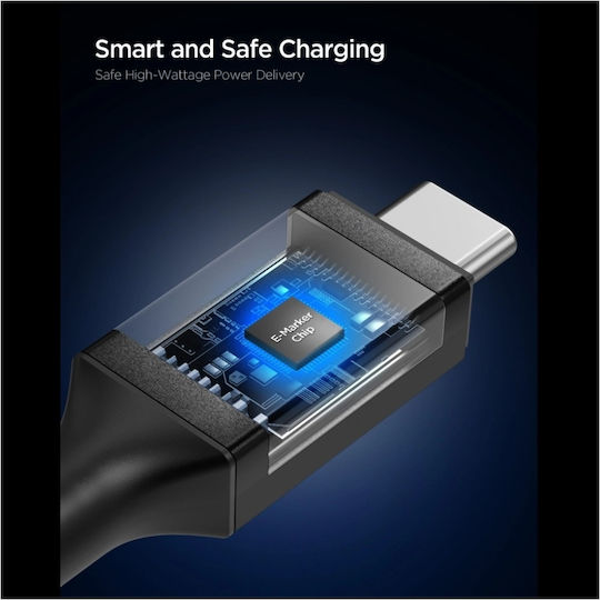 Spigen Braided USB 4 Video Cable USB-C male - USB-C 240W PD Μαύρο 1.5m ACA10423