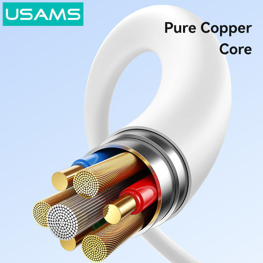 Usams USB 2.0 Cable USB-C Male - USB-C 60W PD White 1m