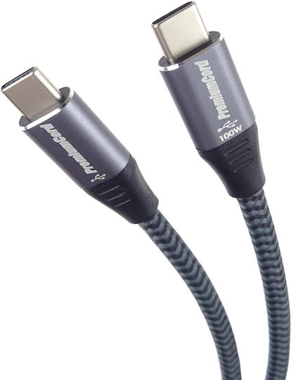 PremiumCord Braided USB 2.0 Cablu USB-C bărbătesc - USB-C 100W Negru 2m (ku31cw2)
