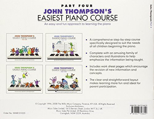Music Sales John Thompson-Easiest Piano Course Sheet Music for Piano Part 4 + CD