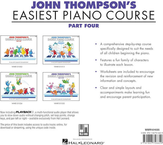 Music Sales John Thompson-Easiest Piano Course Sheet Music for Piano Part 4 + CD
