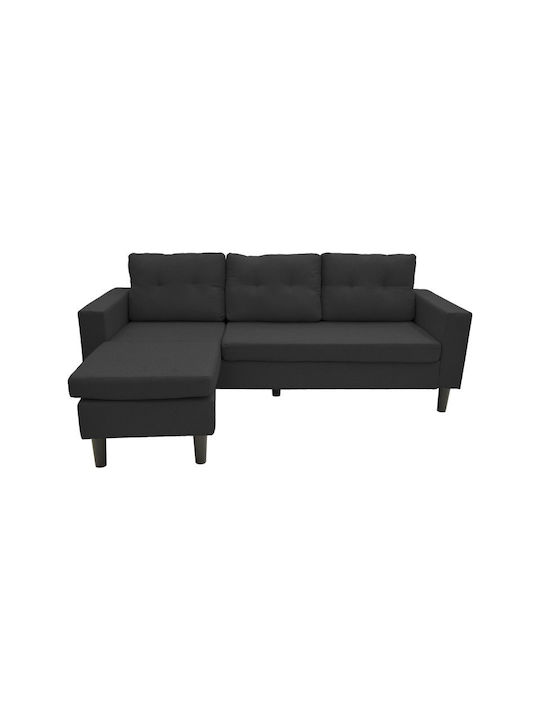 Maneli Colțar cu Unghi Reversibil Negru 196x138x82cm